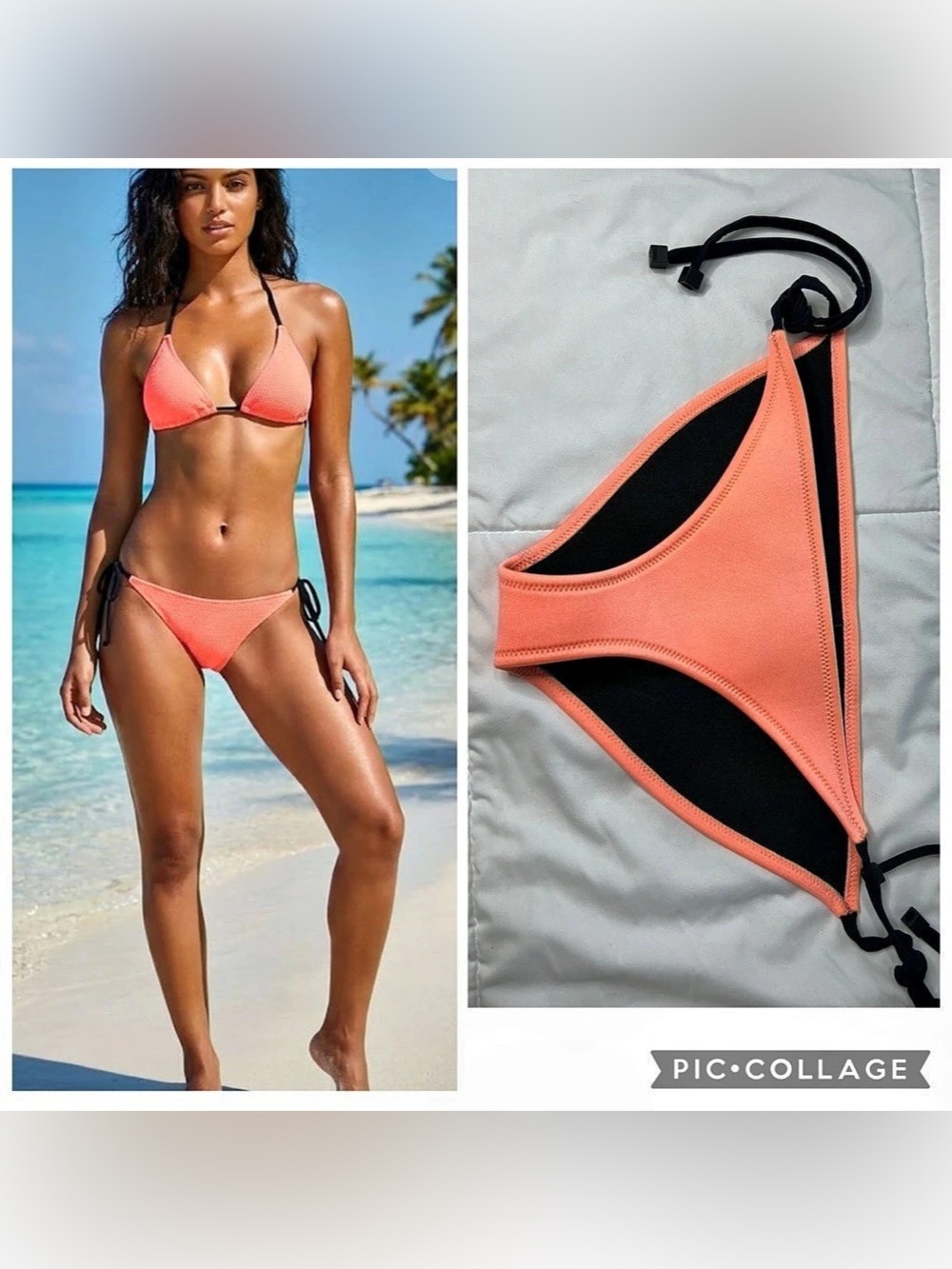 Triangl Poppy Peach Sorbet Neoprene Balconette Bikini Small